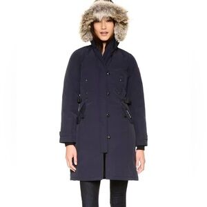 Canada Goose Navy Blue Parka with Fur Trim